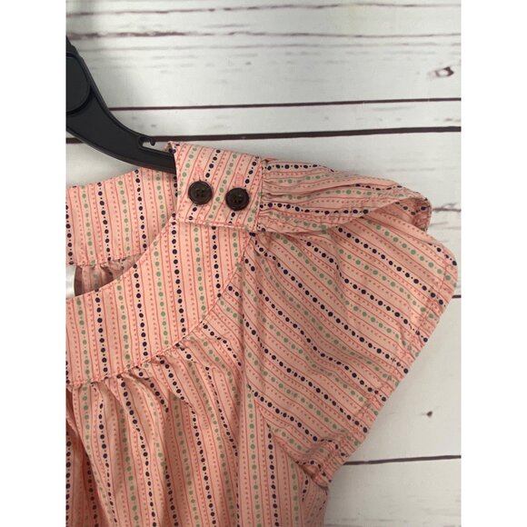 Hanna Andersson Poplin Tunic Dress Pink pattern flutter sleeves 120 Girls Size 8 - Picture 5 of 8